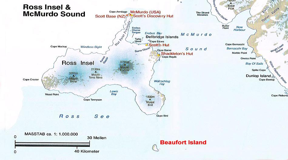 Die Beaufort-Insel ist eine zum grössten Teil vergletscherte Insel, die etwa 20 km nördlich der Ross-Insel und südlich der Franklin-Insel liegt. Die Insel ist 7 km lang und 3,2 km breit. Ihr höchster Punkt ist mit 771 Meter die Paton-Spitze.