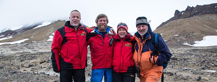 Treffen alter Freunde auf Champ Island, v.l.n.r. Heiner Kubny, Victor Boyarsky, Rosamaria Kubny, Sepp Friedhuber